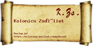 Kolonics Zsüliet névjegykártya
